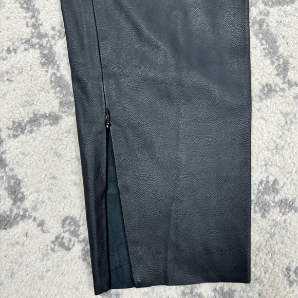Zara black faux leather leggings zipper ankle women’s size L - Picture 4 of 5